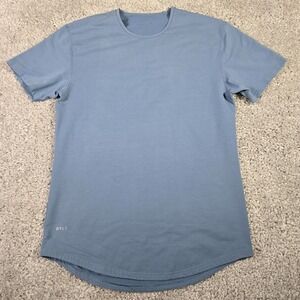 BYLT Mens Short Sleeve Drop Cut Tee Size L Blue Lux Stretch‎ Gym Active